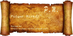 Pulger Mirkó névjegykártya